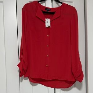 The Limited Burnt Orange long sleeve gold Button down Blouse